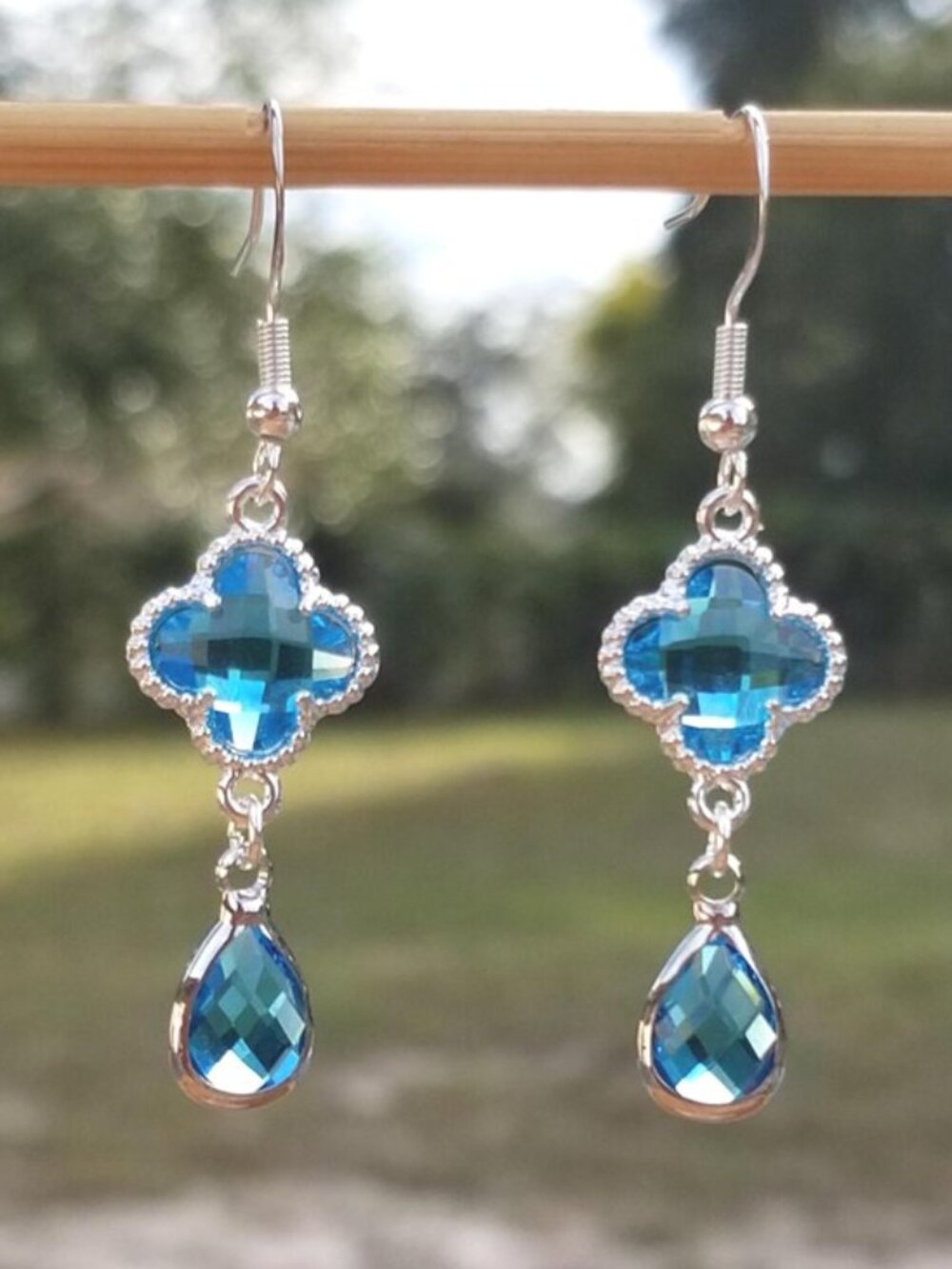 Sterling Silver Blue Topaz Dangle Earrings, Topaz Jewelry, December Birthstone